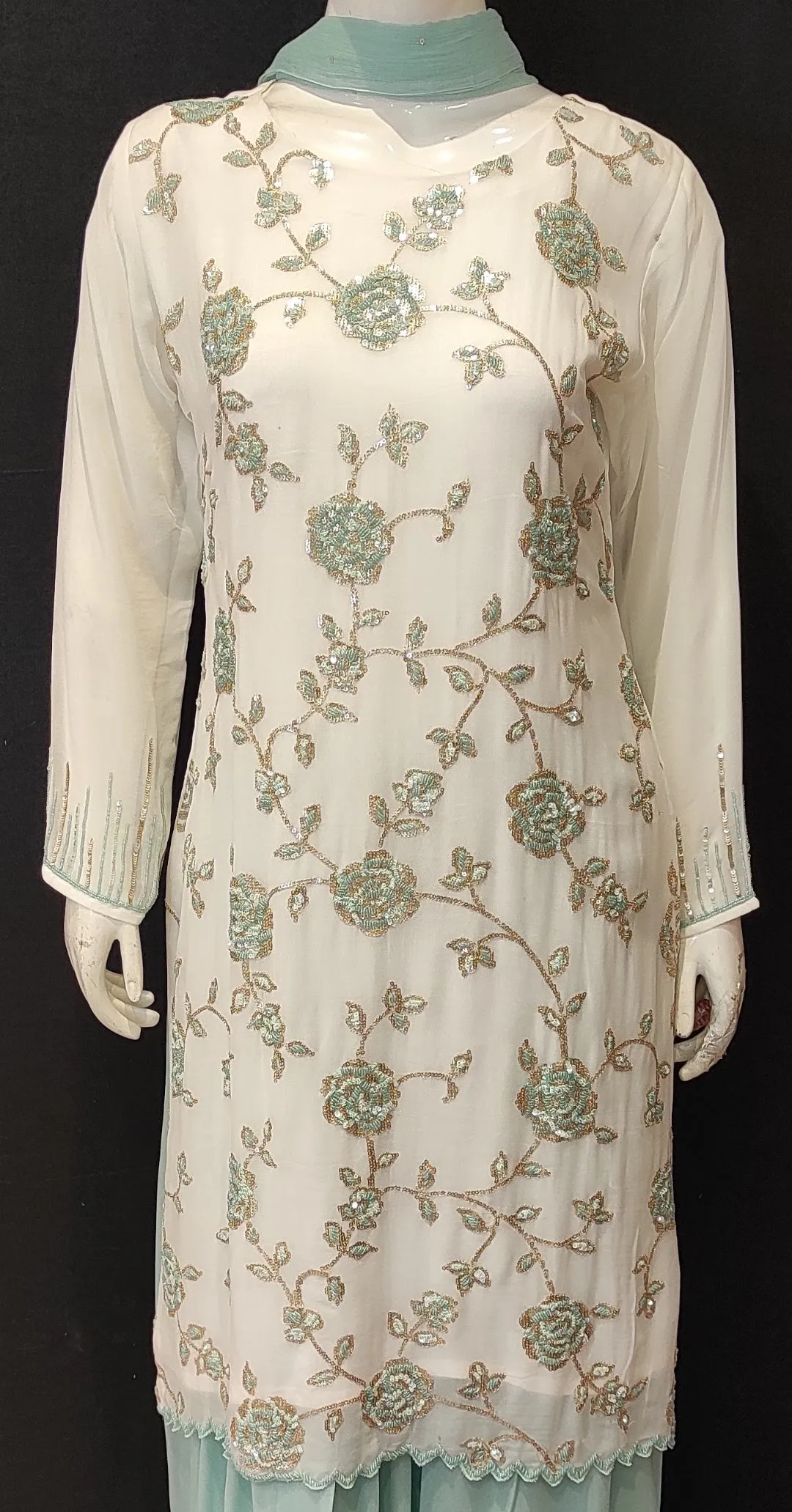 Georgette Suit with Skirt with Sequins Work