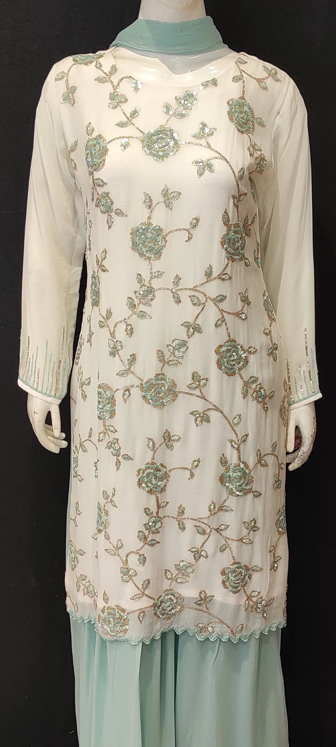 Georgette Suit with Skirt with Sequins Work