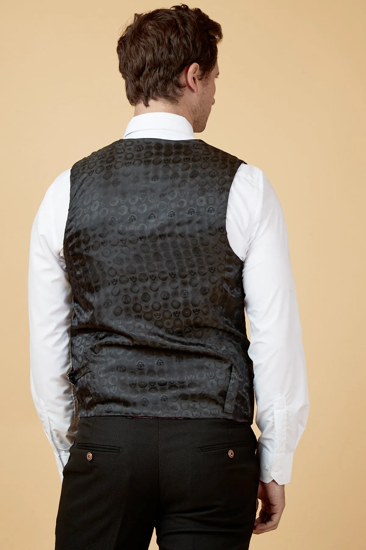 HUDSON - Navy Velvet Jacquard Waistcoat