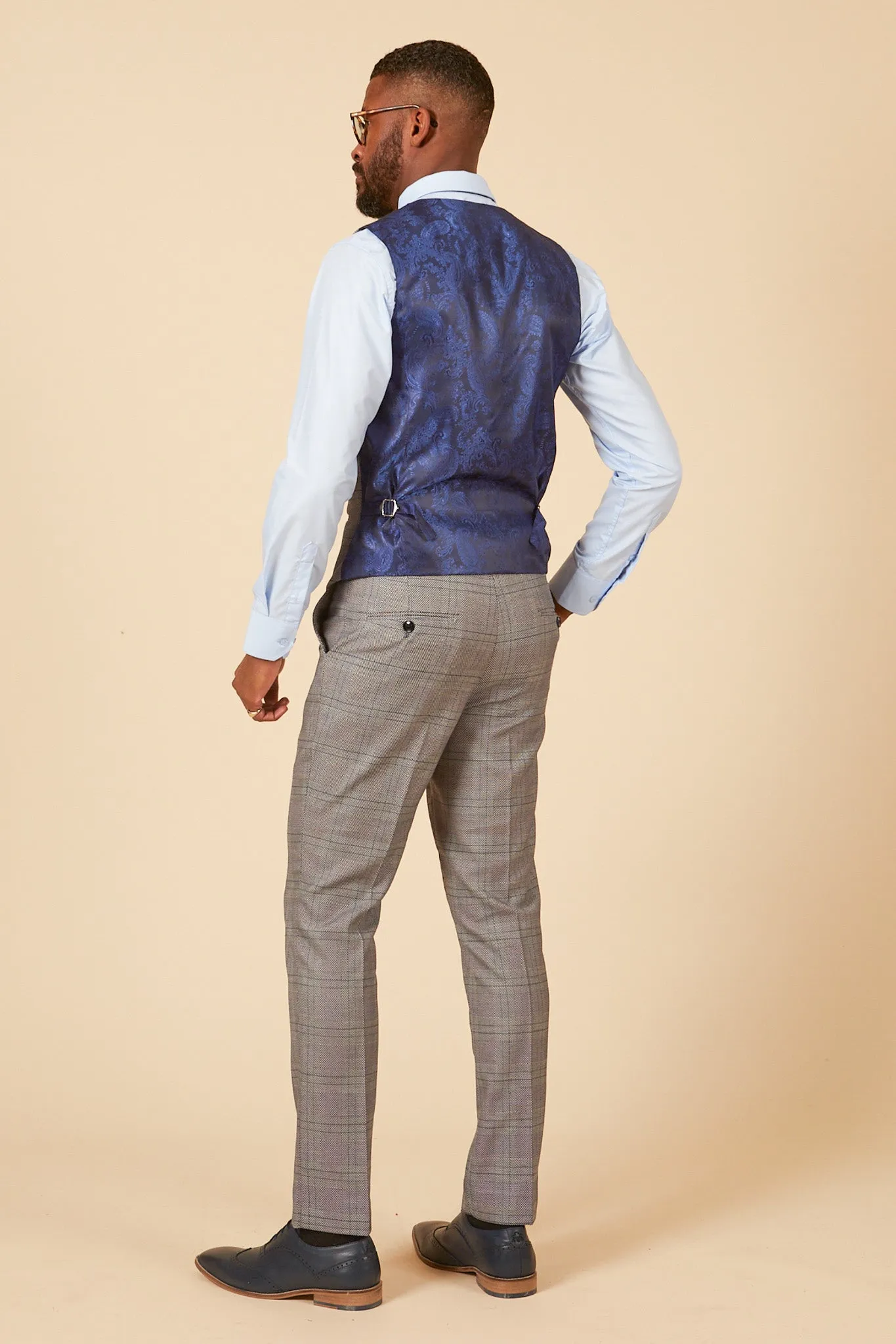 JERRY - Grey Check Single Breasted Waistcoat