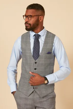 JERRY - Grey Check Single Breasted Waistcoat