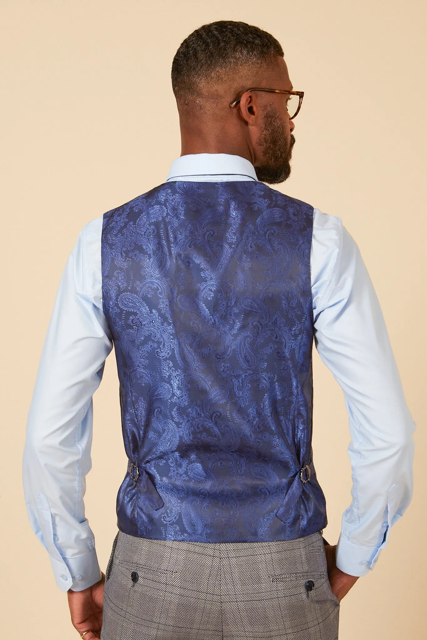 JERRY - Grey Check Single Breasted Waistcoat