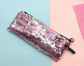L18 Silver & Pink Sequined Pencil Case