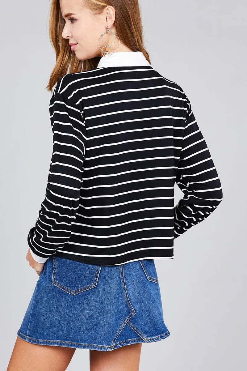Ladies fashion Voluptuous ( ) plus size long sleeve striped dty brushed shirts