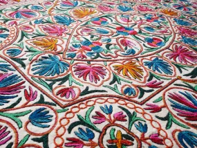 Large wool rug - Mandala rug 9x6' | boho area rug - traditional Namda from Kashmir | felted wool rug handmade embroidery