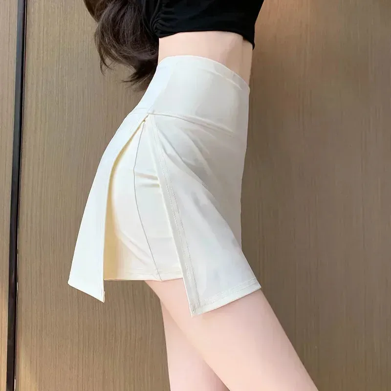 LVSANW 2024 Summer New Korean Style Women's Skirts Side Slit Hight Waist Sports A-line Yoga Skirts Shorts Elegant Hip Wrap Skirt Pants