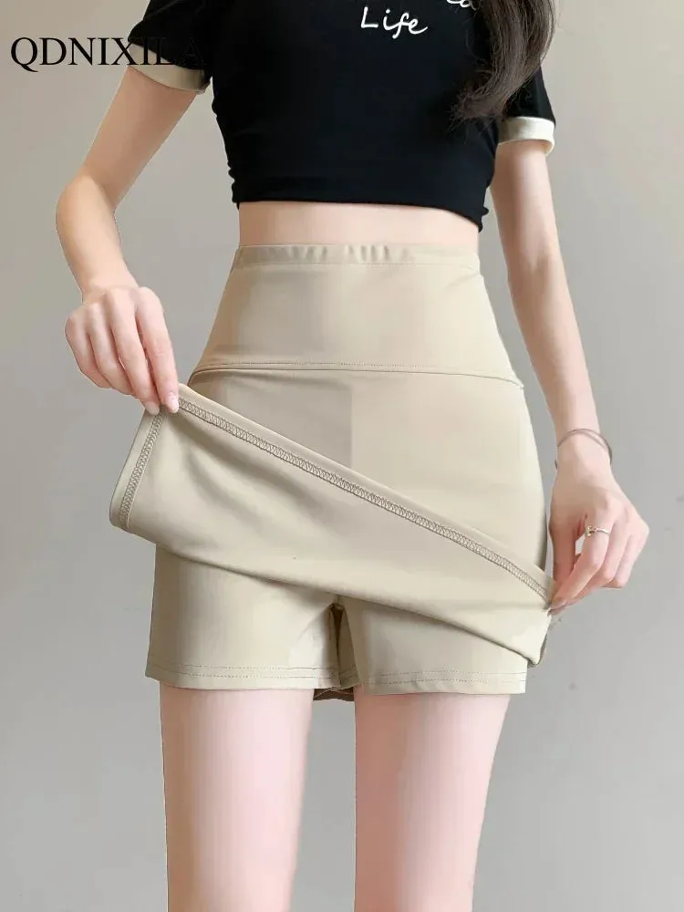 LVSANW 2024 Summer New Korean Style Women's Skirts Side Slit Hight Waist Sports A-line Yoga Skirts Shorts Elegant Hip Wrap Skirt Pants