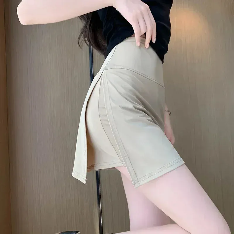 LVSANW 2024 Summer New Korean Style Women's Skirts Side Slit Hight Waist Sports A-line Yoga Skirts Shorts Elegant Hip Wrap Skirt Pants