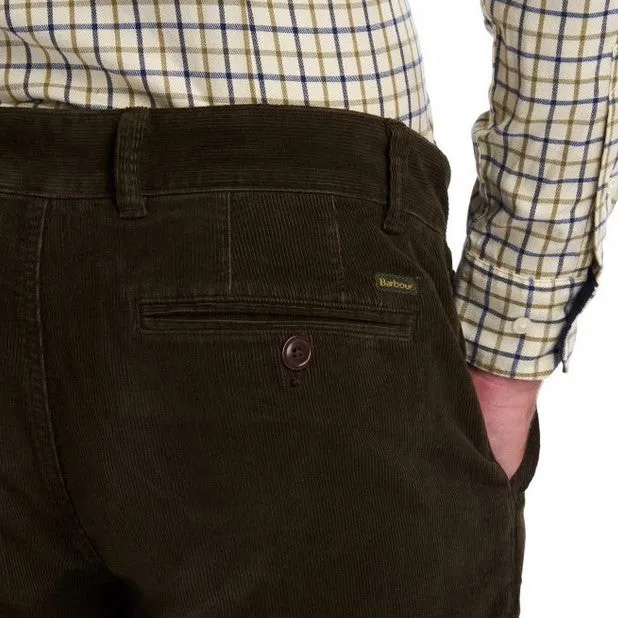 Barbour Neuston Mens Stretch Corduroy Pants in Dark Olive