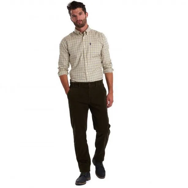 Barbour Neuston Mens Stretch Corduroy Pants in Dark Olive