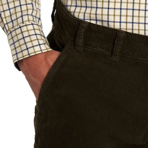 Barbour Neuston Mens Stretch Corduroy Pants in Dark Olive