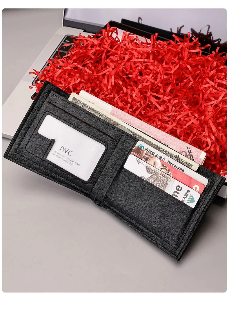 Men's Checkered PU Leather Wallet - Multi Card Slot, Business Style, Solid Color, Ideal Gift for Men