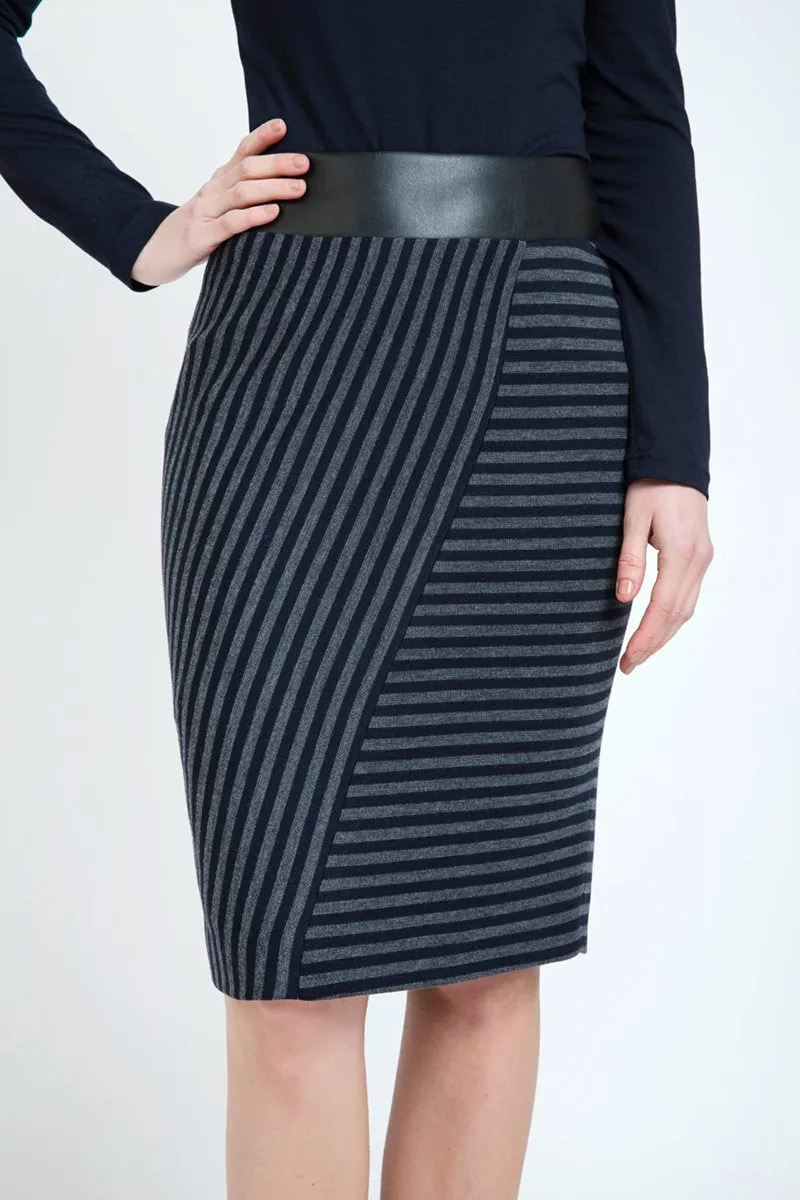 Midi Pencil Skirt Stripped