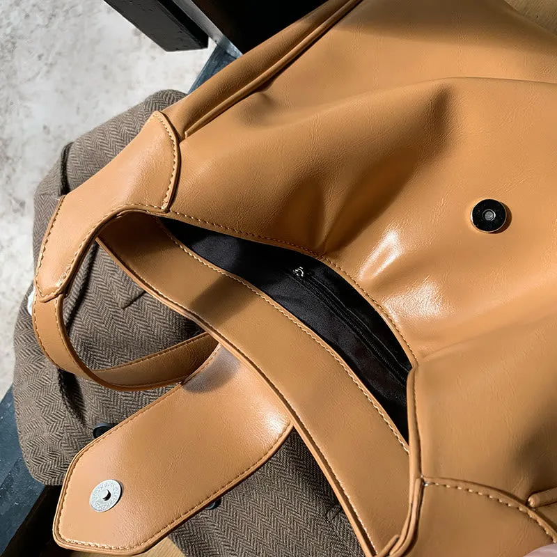 Minimalist Leather Tote Solid Color Wide Buckle Women Crossbody Bag