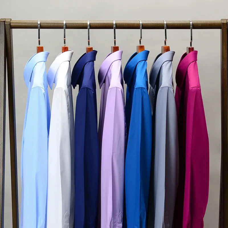 Plain Cotton Blend Solid Shirts Yellow
