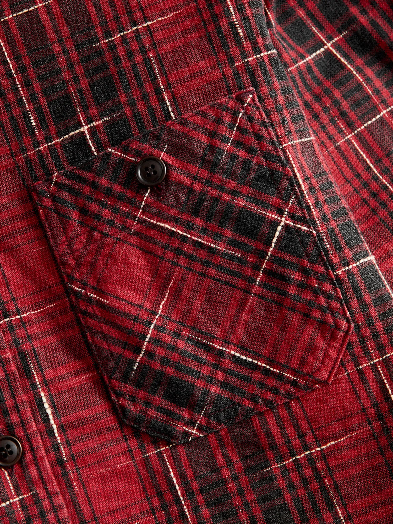 "Midare Kasuri" Heavyweight Flannel Overshirt in Red
