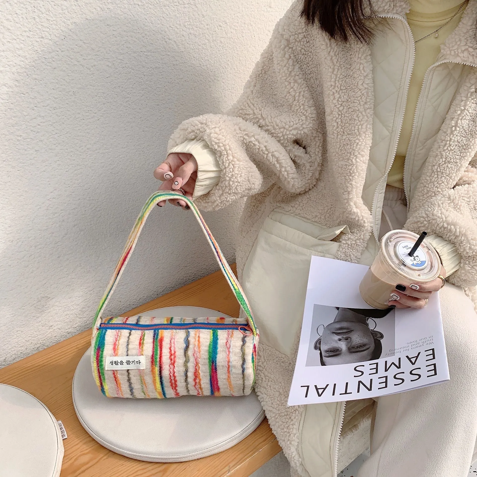 Rainbow Striped Bolsas Overnight Weekender Transport Tote Tag