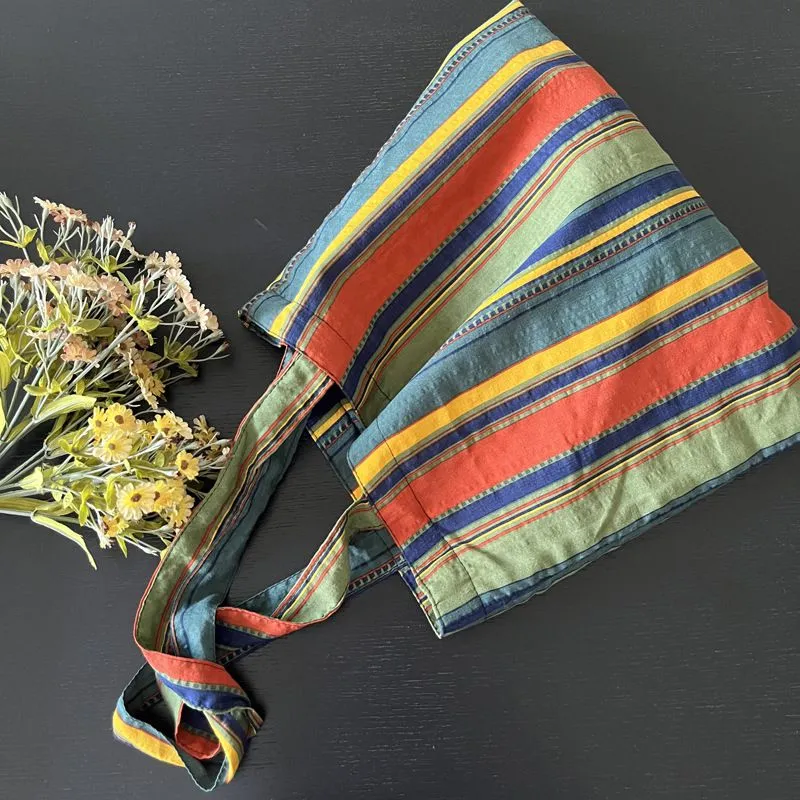 Rainbow Striped Bolsas Overnight Weekender Transport Tote Tag