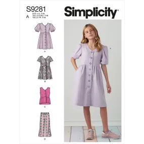 Simplicity Sewing Pattern S9281 Girls' Dresses, Top & Pants
