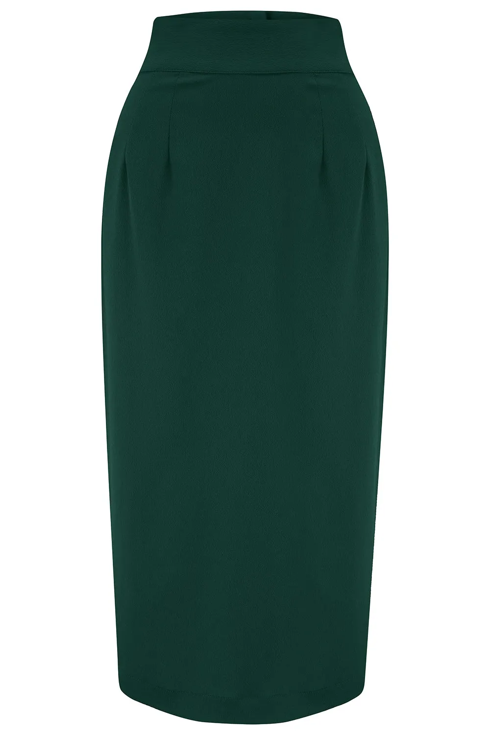 The "Jitterbug" Pencil Skirt with Kick-Pleat in Green, Iconic 1950s Vintage Style