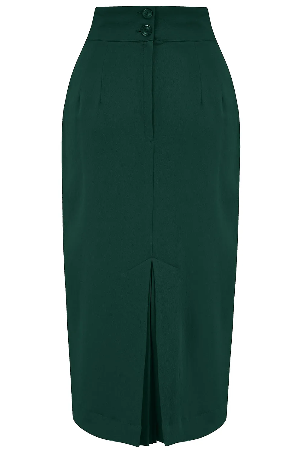 The "Jitterbug" Pencil Skirt with Kick-Pleat in Green, Iconic 1950s Vintage Style