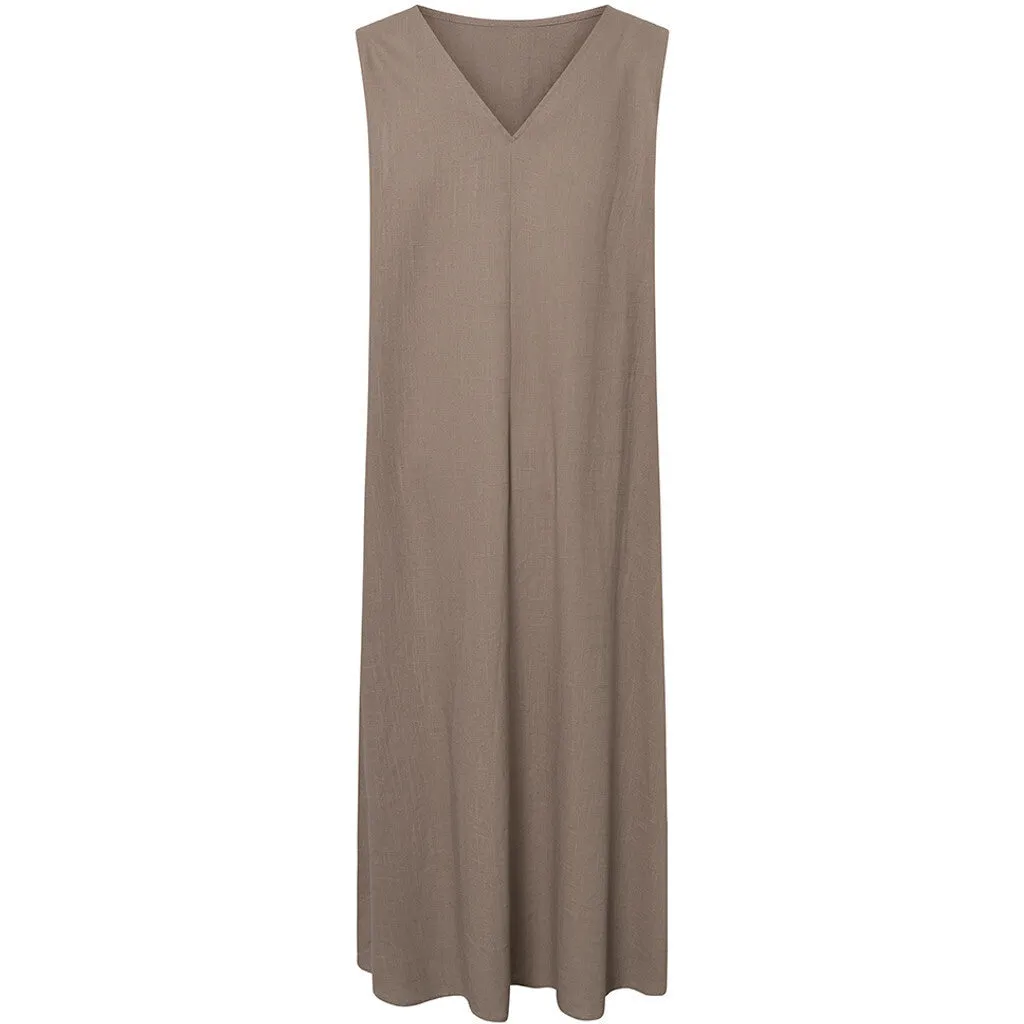 Timeless Tara dress in delicious linen quality / 100024 - Taupe (visione)