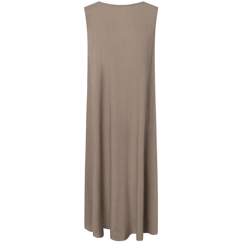 Timeless Tara dress in delicious linen quality / 100024 - Taupe (visione)