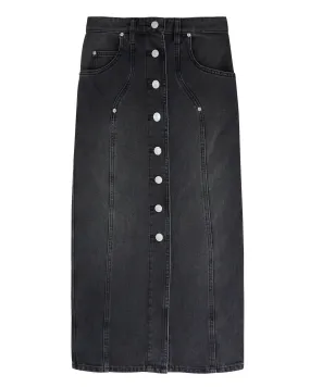 Vandy Denim Skirt in Faded Black
