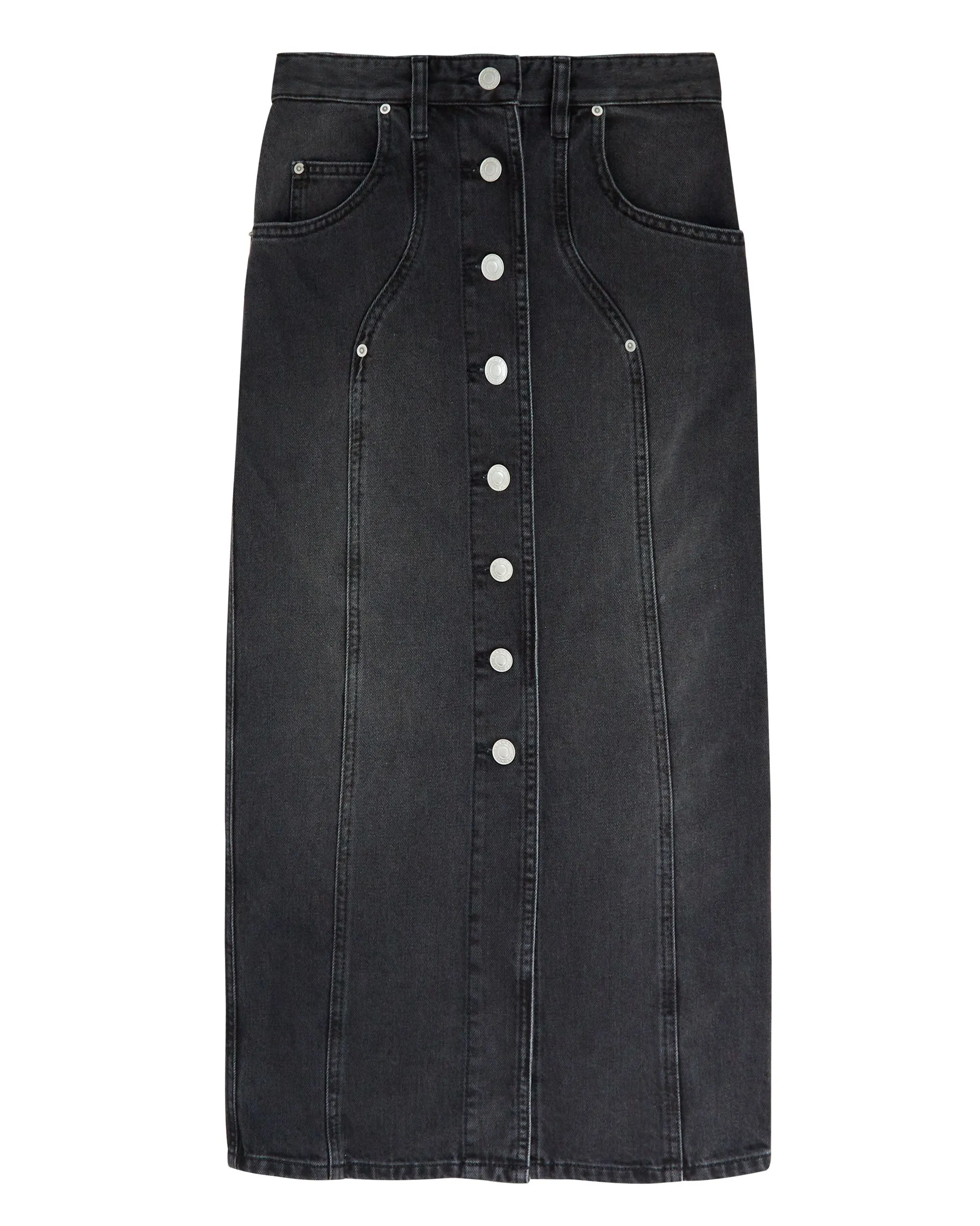 Vandy Denim Skirt in Faded Black